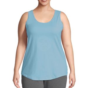 Débardeur sans manches bleu clair pour femme, grande taille, col rond, en coton respirant, idéal pour l'été – Vente en gros fabricant - Product Image 1