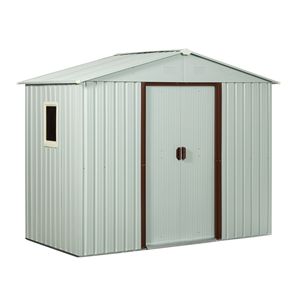 Abri de jardin en métal blanc de 2,4 m x 1,2 m avec fenêtre, résistant aux intempéries et durable – Solution de rangement et abri - Product Image 5