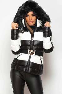 Veste d'hiver matelassée pour femme, style décontracté, à capuche, respirante, en duvet, grande taille, multicolores, personnalisable OEM, pour fille - Product Image 2