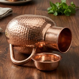 Carafe en cuivre pour l'eau potable, ensemble de carafes en cuivre ayurvédiques, pichet à eau en cuivre pour la santé, carafe à eau en cuivre traditionnelle, carafe à eau en cuivre indienne - Product Image 1