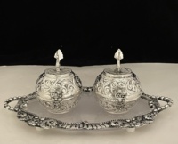 Meilleure qualité fait à la main Style Antique aluminium métal artisanat élégant ovale forme mariage cadeau plateau décoration mariage faveurs boîtes