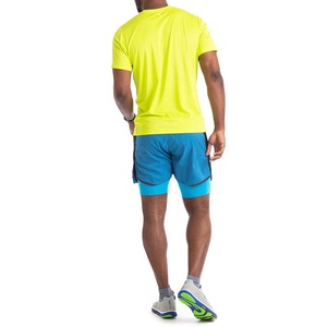 กางเกงขาสั้นออกกำลังกายผู้ชาย สีน้ำเงินล้วน ผ้าฝ้าย ใส่เล่นกีฬาวิ่ง จ๊อกกิ้ง ใส่ลำลองในฤดูร้อน เอวกลาง มีซิปและกระเป๋า เป็นมิตรกับสิ่งแวดล้อม แห้งเร็ว - Product Image 5