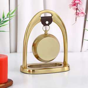 Luxury Gold Metal Table <b>Clock</b> | Vintage Hanging Design | <b>Desk</b> <b>Clock</b> Roman Numeral Display | Home Office | Decorative Gift - Product Image 3