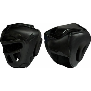 Protège-tête de boxe unisexe en cuir respirant et durable pour l'entraînement et le sparring, antidérapant, noir, pour jeunes et adultes - Product Image 1