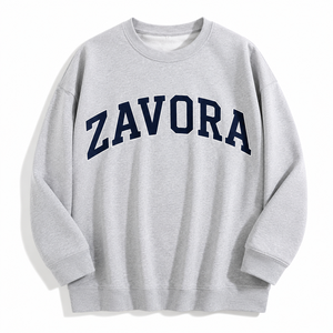 Sudadera Oversize Gris para Mujer, Cuello Redondo, 100% Algodón Felpa, Estampado de Letras Varsity, Estilo Urbano, con Capucha, Logotipo Personalizado, Venta al por Mayor - Product Image 3