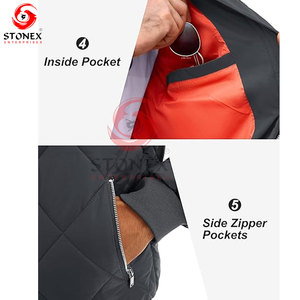 Chaqueta Acolchada Ligera con Capucha para Hombre, Resistente al Viento y al Agua, Abrigo de Invierno Acolchado, Cierre Completo, Informal, para Exteriores, Cálida y Aislada, 100% - Product Image 4