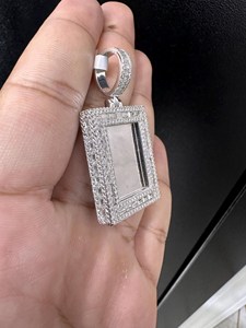 Custom Iced Out Rectangle Pendant Rhodium Silver Plated Alloy VVS Moissanite Diamonds Charms Unisex Gift Hip Hop Jewelry - Product Image 4