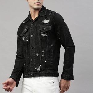 Vestes en jean pour hommes, style streetwear, hiver, 100% coton, col montant, tissu en toile respirant, veste en jean pour hommes - Product Image 6