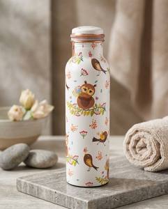 Bouteille d'eau isotherme en acier inoxydable avec motif de hibou de dessin animé, isolée pour la randonnée en plein air - Product Image 1