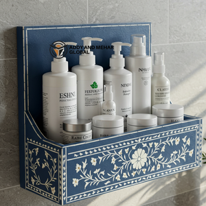 Blue Bathroom Wall Organizer Shelf – Handmade Wooden <b>Storage</b> Holder for <b>Toiletries</b> & Home Decor - Product Image 5