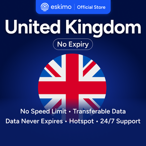 Smartphones numériques (sans carte SIM physique requise) S-UK-05 Eskimo Travel Local eSIM Travel United Kingdom Data - 05GB Sans expiration de la data - Product Image 1