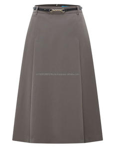 Jupe portefeuille brodée personnalisable pour femme, style formel/décontracté, pour le bureau. Tissu 100% polyester. Robe fluide mi-longue. Commandes en gros - Product Image 1