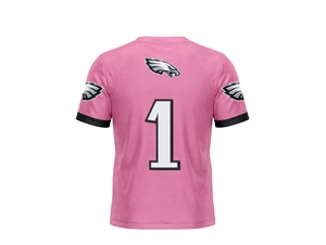 Maillot de football rose personnalisé en gros avec numéro imprimé 1, vêtements de sport en tissu mesh respirant de haute qualité pour hommes et femmes - Product Image 3