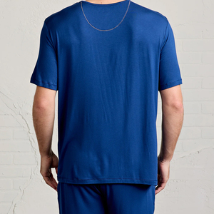Ensemble de pyjama pour homme, short et t-shirt Henley à manches courtes, vêtements de nuit d'été, vêtements de maison bio - Product Image 2