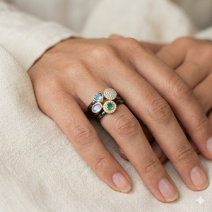 Party Wear 925 Sterling <b>Silver</b> Gold Plated Jewelry Blue Topaz <b>Emerald</b> White Topaz Kyanite Gemstone <b>Ring</b> - Product Image 6