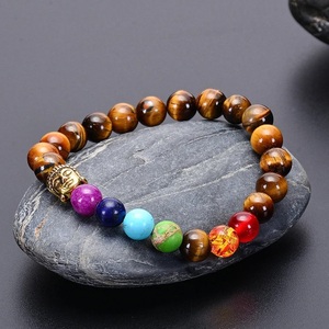Pulsera de siete chakras natural con cuentas de múltiples piedras preciosas para Reiki, meditación, sanación energética, joyería al por mayor, 8 mm - Product Image 3