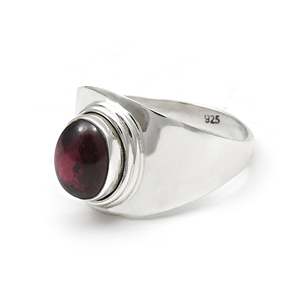 Elegant <b>Silver</b> Bezel Setting <b>Ring</b> With Smooth & Handmade <b>Garnet</b> Gemstone Solid 925 Sterling <b>Silver</b> Jewelry For Men And Women - Product Image 5