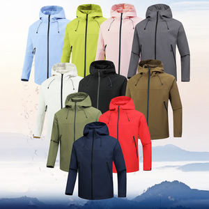 <b>Men</b> Hooded Windbreaker <b>Jacket</b> Lightweight Waterproof Solid Color Casual Outdoor Autumn Wear Polyester Shell Zipper Closure - Product Image 6
