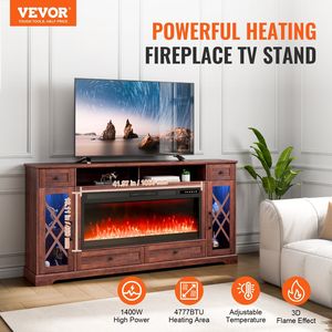 Pastoral 80\" Fireplace TV Stand Media Storage <b>Corner</b> with 42\" Fireplace Storage Drawers Cabinets <b>Console</b> <b>Table</b> 2 - Product Image 2