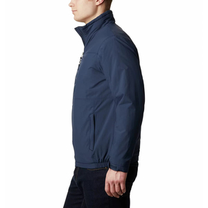 Men's Blue Polyester Zipper Jacket With Turn-Down Collar And Custom Front Logo Heat-Transfer Printing Casual Style <b>Coach</b> Jacket - Product Image 5