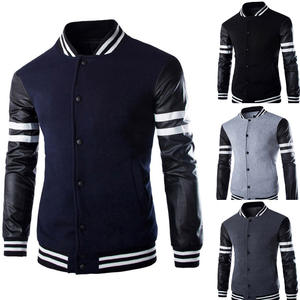 Veste de baseball universitaire en cuir avec logo brodé personnalisé, patch en chenille et laine, pour homme - Product Image 6