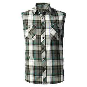 T-shirt en flanelle sans manches de bonne qualité, col rabattu, coton et polyester légers, t-shirt en flanelle pour homme avec poche poitrine - Product Image 1