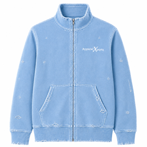 Sweat à capuche zippé intégral pour homme, effet vieilli, logo personnalisé, délavé à l'acide, effet soleil, coupe oversize, style streetwear - Product Image 3