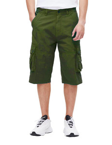 Short cargo pour homme en coton 100% tricoté, longueur genou, décontracté, pour l'été et la randonnée, taille élastique, style vintage, avec décoration numérique - Product Image 4