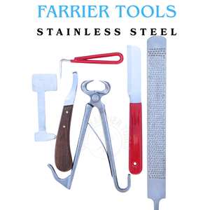 Kit d'outils de fermeur pour le soin et la finition des sabots de cheval, comprenant lime à sabots, couteau à sabots courbé, cisaille à sabots pour poulains et couteau à sabots droit - Product Image 5