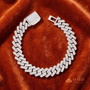 Bracelet chaîne en moissanite à double rangée plaqué or et argent, bijoux de mode pour fiançailles, usage quotidien, cadeau, Miami Chicago - Product Image 5