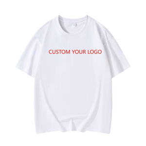 เสื้อยืดคอกลมแขนสั้นทรงโอเวอร์ไซส์ ผ้าเจอร์ซีย์คอตตอน 100% สำหรับผู้ชาย สวมใส่สบาย พิมพ์ลายตัวอักษรด้านหน้า พร้อมโลโก้แบบกำหนดเอง - Product Image 1