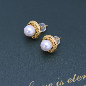 Freshwater 7-8mm White Strong <b>Light</b> Almost Flawless Pearls S925 Silver <b>Triangle</b> Bird's Nest Shaped Earrings - Product Image 5