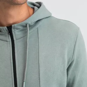 Men's Winter Hooded Casual Tracksuit Set Two-Piece Solid Color Block 100% Cotton Unisex Matching Sweatsuit - Product Image 3