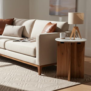 Table d'appoint en bois Foresta |   Table d'appoint moderne en bois massif |   Utilisation pour salon, chambre, bureau à domicile, hôtel |   Conception durable - Product Image 1