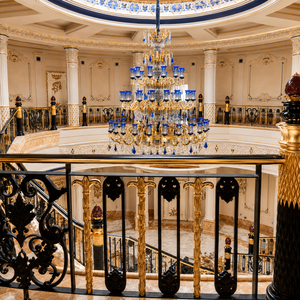 Grand Palace Black Gold Balcony <b>Railing</b> Luxury Wrought Iron Balustrade Chandelier Atrium Stair Handrail Villa Hotel Supplier - Product Image 4
