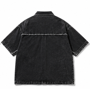 เสื้อเชิ้ตทำงานแขนสั้นทรงโอเวอร์ไซส์คุณภาพสูงสำหรับผู้ชาย - Product Image 4