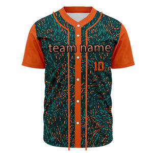 Camiseta de Béisbol Sublimada con Estampado Personalizado, Botones y Diferentes Nombres y Números de Equipos - Product Image 3
