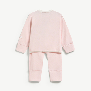 Conjunto de 2 piezas de manga larga de modal y elastano con broches para bebé niña, recién nacida, con pies cubiertos, ODM Vietnam - Product Image 2