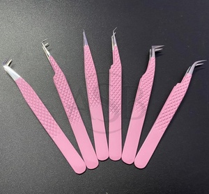 Pinza para Pestañas Color Rosa Bebé con Punta Plateada, Acero Inoxidable, Impresión de Logotipo Personalizado, Instrumento de Belleza Profesional - Product Image 4