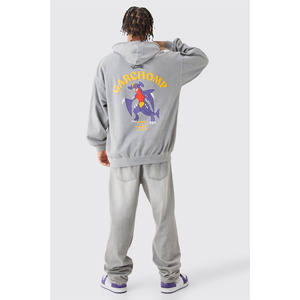 Sudadera con Capucha Gris para Hombre, Diseño Gráfico de Anime Garchomp, Estilo Casual, Manga Larga, Ropa Urbana - Product Image 1