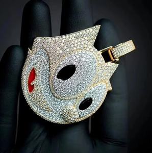 Pendentif personnalisé visage de chat, pendentif hip-hop en argent 925, pendentif glacé VVS Moissanite, pendentif personnalisé personnage de dessin animé - Product Image 3