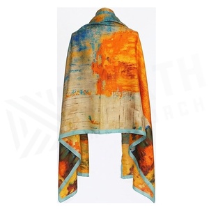 Women's Long Silk Scarf Hand Painted Abstract Art Pattern Elegant Multi Functional Fashion Accessory Autumn Season - Product Image 2