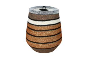 Striped <b>Plant</b> Fiber Eco-Friendly Storage <b>Baskets</b> Set with Handles Bowl Shape Rustic Multi-Purpose Home Decor - Product Image 3