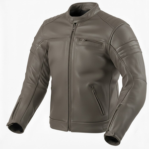 Blouson de moto en cuir de vachette ciré haut de gamme avec logo personnalisé, design fait main, effet vieilli, blouson de motard épais, vêtement d'extérieur vintage - Product Image 2