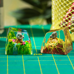 Keycaps Artisanat Forêt Mystique, Keycaps Artisanat Personnalisé, Keycaps Anime Mignons, Keycaps Verts, Ensemble de Keycaps, Keycaps en Bois - Product Image 1
