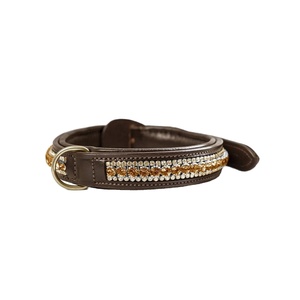 ปลอกคอสุนัขหนังคุณภาพดีที่สุดที่ทําด้วยมือพร้อมเบาะนุ่มและผู้จัดจําหน่ายและผู้ผลิตตกแต่งคริสตัลสีทองและสีเงิน - Product Image 2