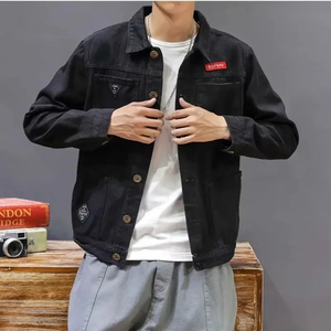 Casual Slim Stretch Black Plain Dyed Canvas Jacket with Stand Collar Waterproof Breathable Eco-Friendly Autumn Fashion - Product Image 6