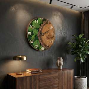 Forest Whisper Handmade Wall <b>Clock</b> Green Haven Wood Slice <b>Clock</b> Mossy Timber Artisan Wall <b>Clock</b> Rustic Woodland Moss Decor <b>Clock</b> - Product Image 3