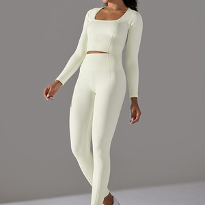 ชุดโยคะเอวสูงแบบ 2 ชิ้น เสื้อชั้นในและกางเกงเลกกิ้ง สำหรับออกกำลังกายและเล่นกีฬา ยืดหยุ่นสูง รับสกรีนโลโก้ - Product Image 2