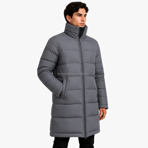 Manteau matelassé mi-long pour homme, veste d'hiver à col montant, rembourrage thermique, tenue décontractée d'extérieur, commande en gros, fabricant - Product Image 3